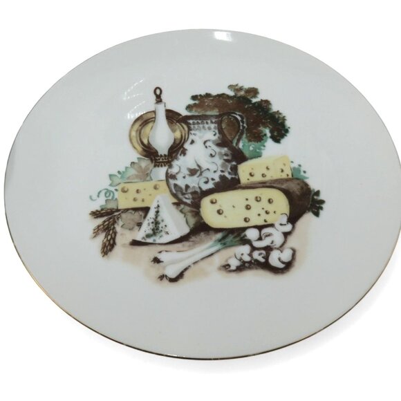 German Democratic Republic KAHLA Cheese and Wine PLATE Set 7 Piece Porcelain VTG - Picture 2 of 13